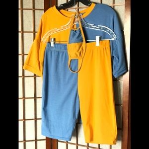3 piece shorts outfit with mask L/XL